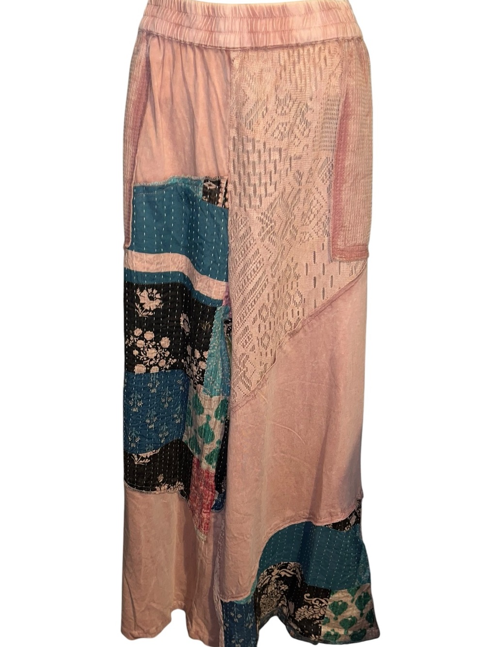 POL L Relaxed Patchwork Wide-Leg Pants in Dusty Pink - Picture 3 of 8
